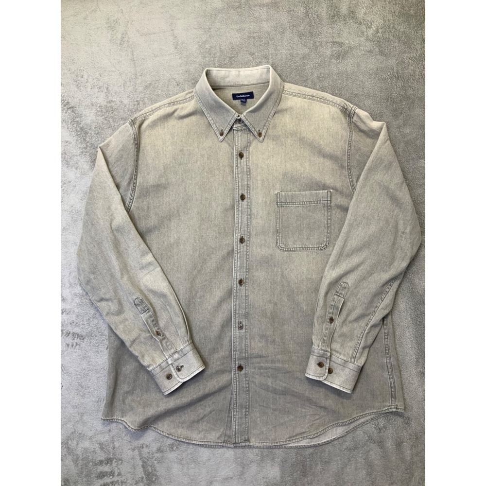 Croft & Barrow Shirt Mens XL Gray Long Sleeve Button Up Casual Preppy Dress EUC